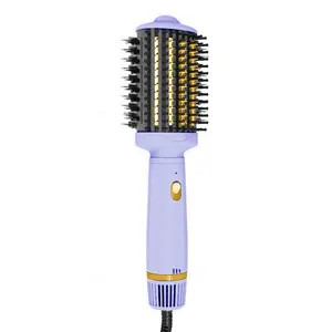 The latest 3-in-1 double-sided comb design PTC fast hot straight hair brush Negative ion Portable Heat Comb Blow dry Brush