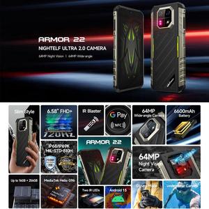 <span class=keywords><strong>Ulefone</strong></span> <span class=keywords><strong>Armor</strong></span> 22 โทรศัพท์มือถือ 4G รุ่นทนทาน <span class=keywords><strong>8GB</strong></span>+<span class=keywords><strong>128GB</strong></span> มาตรฐาน IP68/IP69K หน้าจอ 6.58 นิ้ว ระบบปฏิบัติการ Android 15 ชิปประมวลผล Helio G96 Octa Core พร้อม NFC และ OTG - Product Image 3