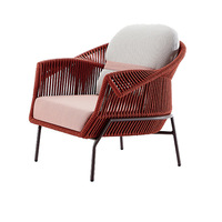 Ensemble de mobilier d'extérieur en corde tressée Teslin, imperméable, avec chaise longue, chaise de loisirs et table, structure en aluminium, pour patio, hôtel et cour.