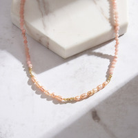 Collier ras du cou MPN05 en argent sterling 925 avec perles dorées, opale rose et perle d'eau douce naturelle, réglable, pour femme - Nouvelle arrivée