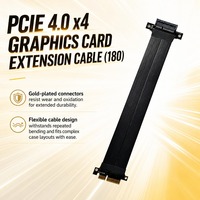 Cable Riser PCIe 4.0 X4 para PC Gaming 3D, 16GB/s, Protección EMI Bidireccional, Chapado en Oro, Montaje Vertical para GPU