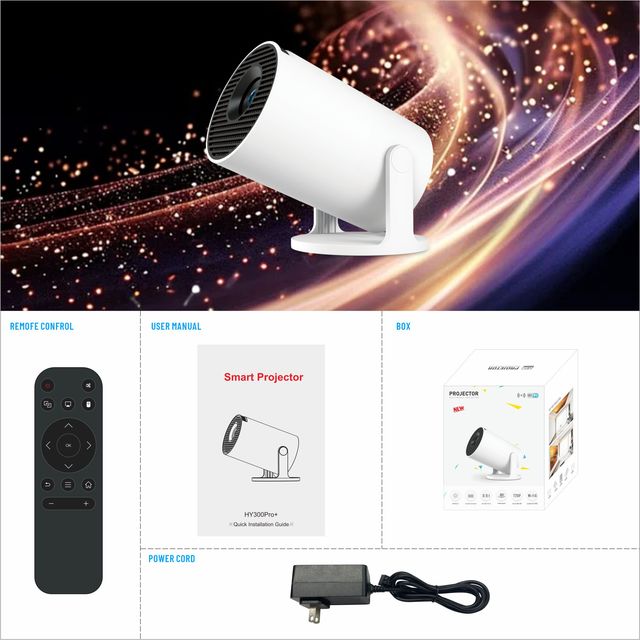 Wholesale Price HY300Pro+ Home Theater Projector Mini Smart Android Projector Android 720P WiFi6 / BT 5.4 Portable Projector
