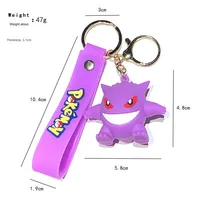 Venta al por mayor 100 Pikachued y Gengar llaveros pequeños dibujos animados clave colgantes muñecas hechas de silicona y goma gran regalo