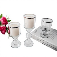 Porte-bougie en quartz transparent de style européen haut de gamme, forme géométrique, ambiance chaleureuse, dîner aux chandelles, décoration de mariage