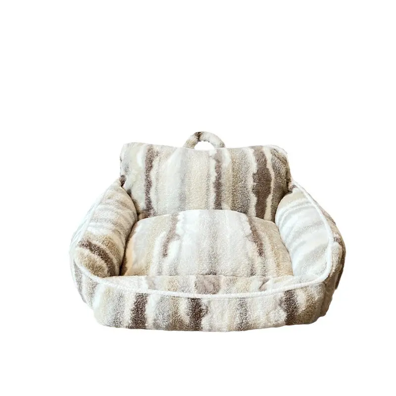 Luxe chat nid grand chien lit en peluche canapé chien lit fournisseurs Plaid doux en peluche chaud lavable canapé pour animaux de compagnie