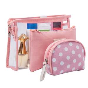 China Wholesale Hot Sale OEM 3 Sets <b>Clear</b> Makeup Pouch PVC <b>Clear</b> Transparent Zipper Lock Cute Waterproof Travel Cosmetic <b>Bags</b> - Product Image 1