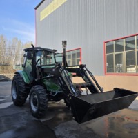 Traktor 120HP Laris Manis, Traktor Kebun Roda dengan Loader Depan, Backhoe, Bajak, dan Trailer