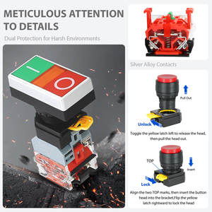Botón Pulsador Momentáneo Iluminado de Doble Cabeza LA36-D de 22MM, Control de Encendido/Apagado, 10A de Alta Corriente con LED de Alta Intensidad YJ139-LA38 - Product Image 2