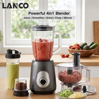 Blender électrique professionnel LANCO 700W puissant et portable, lames en acier inoxydable de 1,5L, 2 vitesses, boîtier en plastique, garantie 1 an