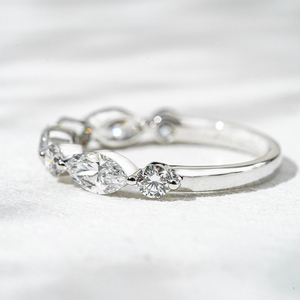 Starsgem 18K White Gold with HPHT <b>lab</b> diamond DEF VS Marquise Round Wedding Band - Product Image 4