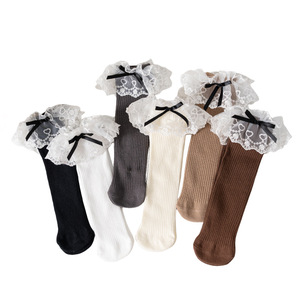 아동용 무릎 위까지 오는 빈티지 스타일의 달콤한 러플 코튼 양말 귀여운 키즈 양말 - Product Image 6