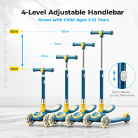 Trottinette Enfant 3 Roues Pliable avec Roues Lumineuses et Hauteur Réglable pour Garçons et Filles de 3 à 12 Ans - Vente en Gros
