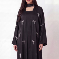 Robe de soirée modeste de luxe Sharut Dubai Abaya pour femmes musulmanes, robe Abaya en satin scintillant avec strass papillon et ensemble de robe intérieure