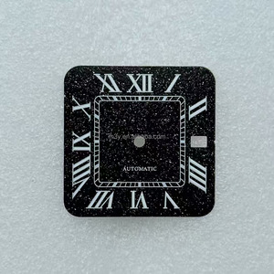 Cadran de montre carré en acier inoxydable 27 mm, mouvement NH35, design ciel nocturne, chiffres romains et arabes non lumineux, pièces durables - Product Image 6