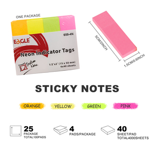 4-Color Self-Adhesive Customizable Memo Stickers 4x40 Sheets <b>Sticky</b> Note 15x50mmX4pads Office School Use - Product Image 2