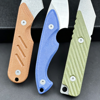 Couteaux de poche EDC à lame fixe miniatures en acier 14C28N avec manche en Micarta de lin pour le camping, la randonnée et la survie