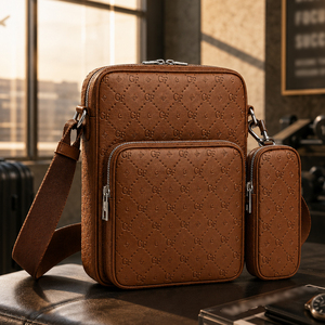 Sac bandoulière multi-poches pour homme en cuir PU gaufré, sac messager avec pochette amovible, sac de voyage quotidien OEM ODM - Product Image 4