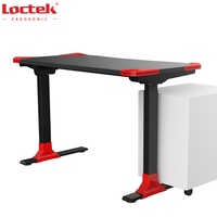 Bureau d'ordinateur de jeu électrique moderne à hauteur réglable à un moteur avec surface en texture fibre de carbone Loctek GET119E