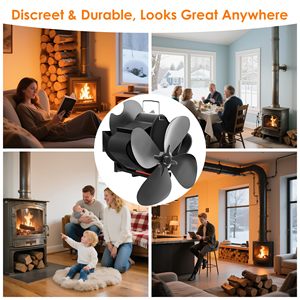 Ventilateur <span class=keywords><strong>de</strong></span> poêle à bois universel en acier inoxydable à alimentation thermique, silencieux et écologique, pour brûleurs <span class=keywords><strong>de</strong></span> bûches, maison, efficace, chaleureux et moderne - Product Image 4