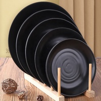 Ensemble d'assiettes en mélamine noir mat, plusieurs tailles de chargeur, vaisselle de Restaurant, offre spéciale