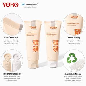 Tubo de Plástico Cosmético Ecológico Personalizado PCR con Tapa Abatible y Sello de Cola Ondulada para Envasado de Limpiador Facial - Product Image 1