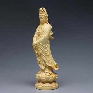 Figuras Espirituales de Kuan Yin de Primera Calidad, Exquisita Estatua de Buda Guanyin Tallada a Mano en Madera de Boj China, Decoración para el Hogar - Product Image 5