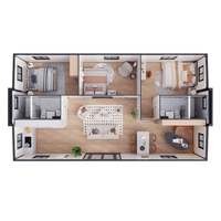Maison préfabriquée extensible de 40 pieds, duplex, 2 chambres avec salle de bain