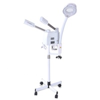 Buse rotative 2 en 1 Portable Hot and Cold Ozone Face Steam Machine Spa Professional Facial Steamer with Magnifying Light Lamp