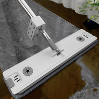 Serpillère plate mains libres rotative à 360 degrés en microfibre avec long manche pour sols en bois et carrelage domestique
