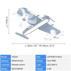XD225 ° พัดลมติดเพดาน LED สำหรับเด็ก, พัดลมติดเพดานแอปมอเตอร์ DC สามารถควบคุมผ่านแอป Tuya Alexa และ Google ได้ - Product Image 2