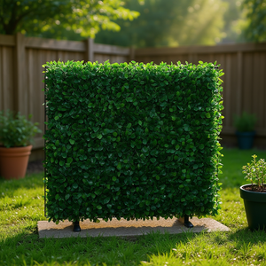 Panneaux de haie artificielle en buis 24x16 pouces, clôture verte pour l'intimité, décoration de jardin intérieur/extérieur, style moderne - Product Image 2