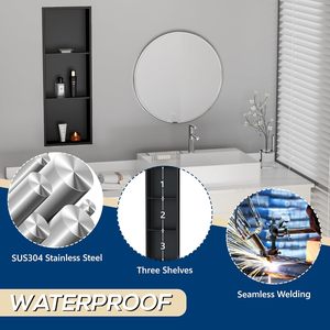 <span class=keywords><strong>Nicchia</strong></span> <span class=keywords><strong>Doccia</strong></span> a 3 Livelli in Acciaio Inox CF SUS304, Mensola da Parete Incassata per Bagno, Organizzatore Impermeabile per Hotel e Progetti Domestici - Product Image 2