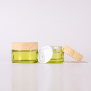 Cao Cấp 15G 30G 50G Màu Xanh Lá Cây Ô Liu Rộng Miệng Thủy Tinh Mỹ Phẩm Jar Mặt Kem Nồi <span class=keywords><strong>Container</strong></span> Với Hạt Tre Nắp Cho Kem Dưỡng Da - Product Image 5