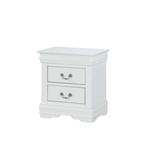 DB 1pc Louis Philippe Table de chevet en bois massif au design moderne blanc avec poignées suspendues en nickel antique pour une utilisation en appartement - Product Image 2