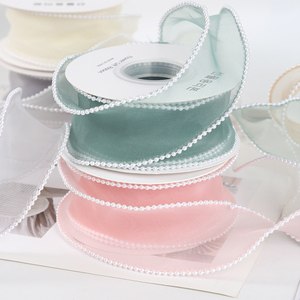 Nastro in <span class=keywords><strong>Tulle</strong></span> Effetto Coda di Sirena con Perle, Nastro in <span class=keywords><strong>Tulle</strong></span> Arricciato Floreale per Confezioni, Forniture per Bouquet, Nastro in <span class=keywords><strong>Tulle</strong></span> Meteor Fatto a Mano per Torte - Product Image 5