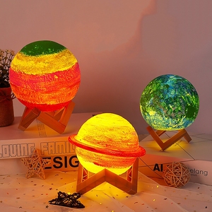 霓虹u盘充电土星月亮灯彩色可调光月亮灯遥控发光二极管3D绘画星空月亮灯 - Product Image 3