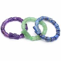 Mode En Gros Bijoux Pierre Naturelle Améthyste Lapis Lazuli Rose Quartz Noir Obsidienne Chinois Dragon Tête Bracelet pour Hommes