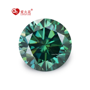 Pietre di Moissanite Sintetica Certificata GRA, Tutte le Misure, Taglio Brillante Rotondo, Verde Scuro - Product Image 2