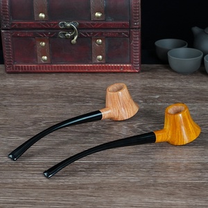 MUXIANG naturale radica di legno tabacco pipa Churchwarden piegato bocchino per fumare - Product Image 4