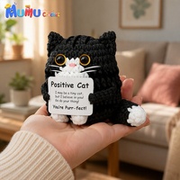 Amigurumi chat multicolore au crochet fait main, personnalisé, en gros, pour le soutien émotionnel, avec étiquette positive, compagnon de bureau, cadeau