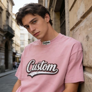 Camisetas de Manga Corta con Logotipo Personalizado, Tejido de Punto, Estilo Urbano, 100% Algodón Grueso, Lavado Ácido, con Patrón de Letras - Product Image 4