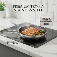 Ensemble de poêles à frire modernes en acier inoxydable écologique, triple couche, antiadhésives, avec wok alvéolé pour la cuisine