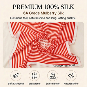 Pañuelo de Cuello Personalizado 100% Seda de Morera, Pañuelo de Seda Estampado de Lujo para Mujer, Accesorio de Moda, Marca Privada OEM - Product Image 4