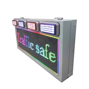 Waterproof LED Vehicles Screen Scrolling Message LED Display with Warning Flashing Lights Outdoor APP Programmable LED Billboard