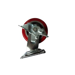 Atacado 3/4/5 Polegada Rodízios Roda PU Bloqueio Freio Sólido Vermelho Banhado A Aço Poliuretano Silenciosamente Giratório OEM Rodízio Rodas - Product Image 1