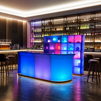 Vente flash - Bar à LED portable - Comptoir de bar avec réservoir d'eau - Comptoir de bar à LED éclairé mobile pour boîte de nuit, mariage, fête