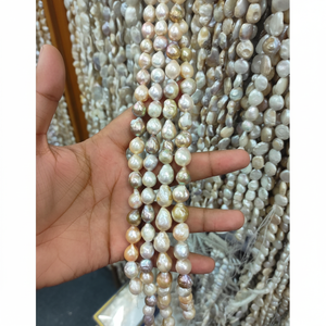 Perles baroques naturelles 12-13mm longueur pièce 14 pouces pour la fabrication de bijoux en argent belle perle baroque blanche pour collier bijoux - Product Image 1