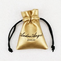 Pochettes d'emballage d'affichage de bijoux en cuir PU imprimées de logo personnalisé de luxe pochette à cordon sac cadeau pour bijoux