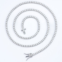 Collier Chaîne Tennis en Argent Sterling 925 et Moissanite 2MM, Bijoux HipHop Scintillants, Teste le Test du Diamant, Cadeau
