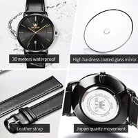 Montres pour hommes de luxe OEM avec logo personnalisé OLEVS 5869, bracelet en cuir, étanches, ultra-fines, à quartz, pour hommes, Uhr